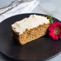 Carrot Cake · Almond flour based low carb cake with cream cheese frosting.