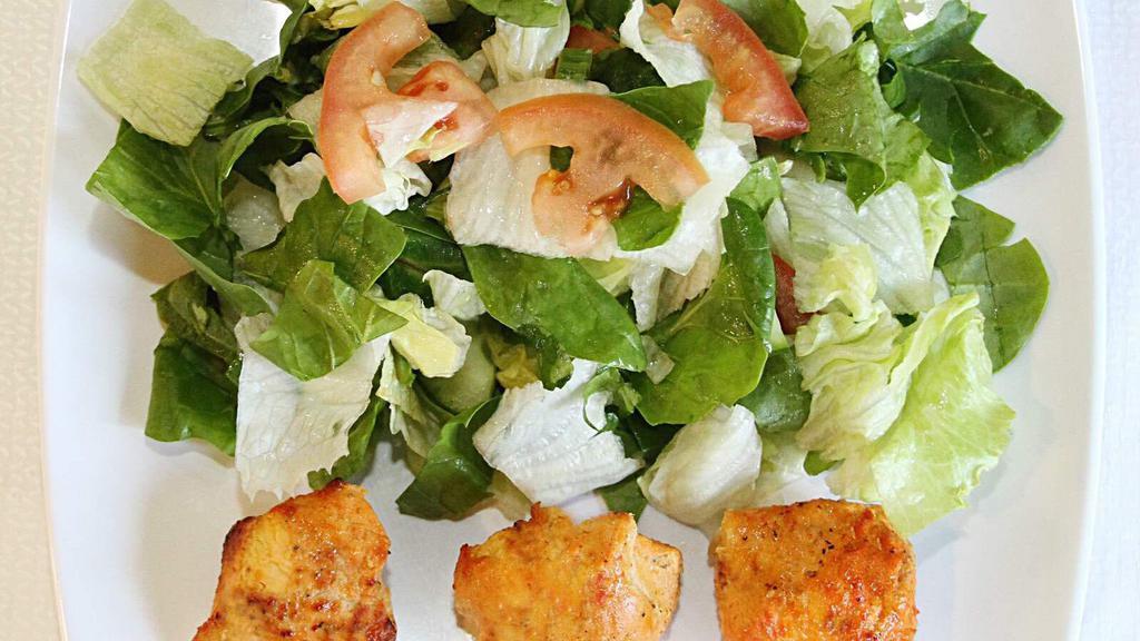 Grilled Chicken Salad · Freshly grilled chicken breast on a bed of fresh garden salad.