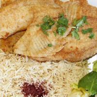 Fish Fillet · Fried Fish Fillet seasoned with our special blend of herbs and spices. Served with rice, naa...