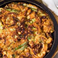 Haemul Pajeon · Seafood & veggie pancakes.(Doesn't come with a rice)