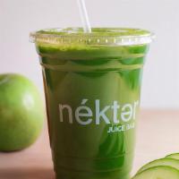 Green Apple Detox · A fresh mix on a juice that is both purifying and energizing. Green apple, cucumber, lemon, ...