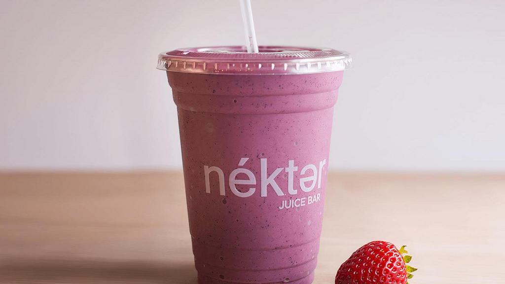 Berry Banana Burst · Filled with nature's berry-sweet antioxidants: strawberry, blueberry, banana, housemade cashew milk and agave nectar. 290 / 410 cal.