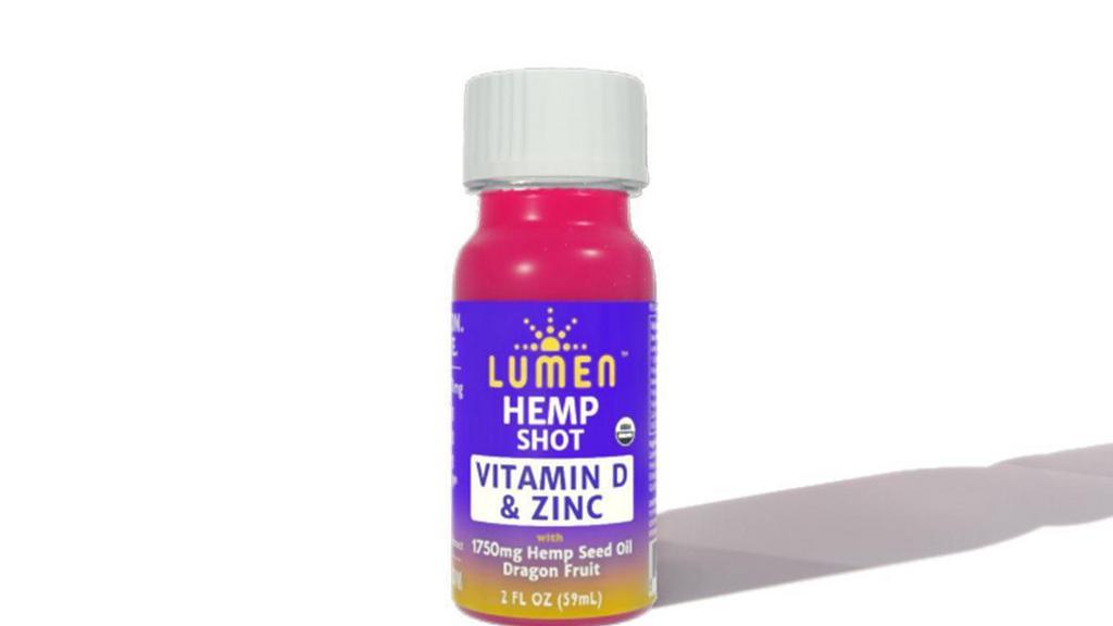 Lumen Vitamin D and Zinc Shot (Bottled) · Get 375% DV Vitamin D3 (3,000 IU) and 100% DV Zinc in this shot. With hemp, ginger, dragon fruit, pineapple, and orange juice, this shot tastes like a tropical smoothie with a ginger kick.