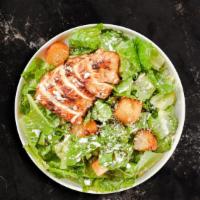 Chicken Caesar Salad (Side) · Classic caesar salad topped with sliced chicken breast, croutons, lettuce, and parmesan chee...