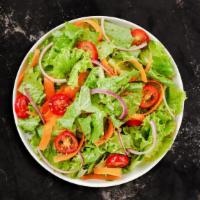 Dinner Salad (Side) · Farmer's market lettuce, olives, tomatoes and fresh cut mushrooms. Large salad.