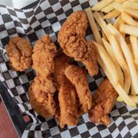 Chicken Strips · Served with French Fries or Garlic Fries.