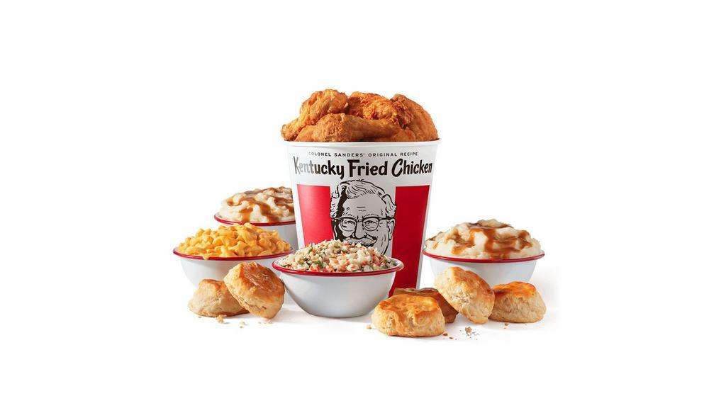 16 Piece Meal · 16 pieces of our freshly prepared chicken, available in Original Recipe or Extra Crispy, 8 biscuits, and 4 large sides of your choice. (6840-11880 cal.)