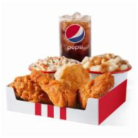 3 Pc. Chicken Box · 3 pieces of chicken available in Original Recipe or Hot & Spicy, 2 sides of your choice, a b...