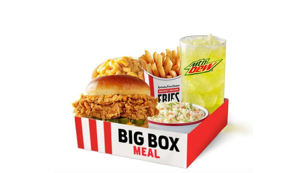 Spicy Chicken Sandwich Box · Our Spicy Chicken Sandwich (extra crispy filet with premium pickles, spicy mayo, on a brioche-style bun), three sides of your choice, and a medium drink. (830-1590 cal.)