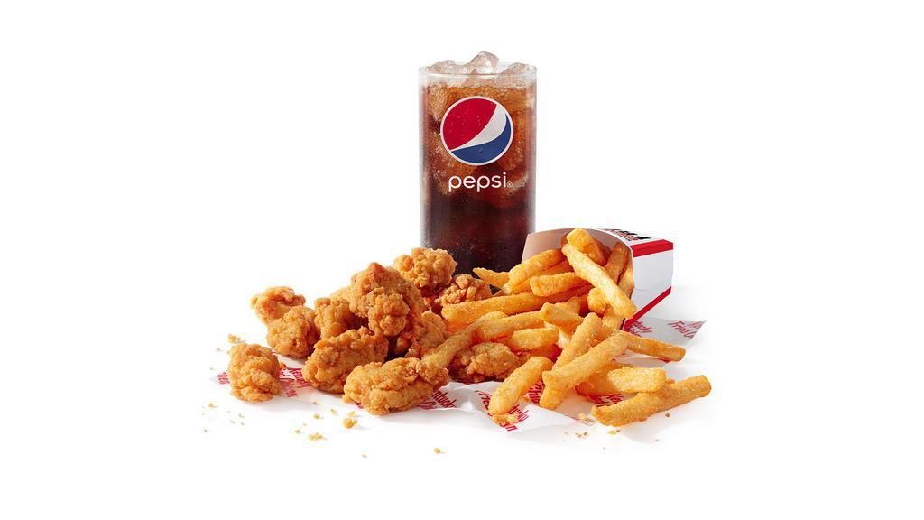 Popcorn Nuggets Combo · Large Popcorn Nuggets with a side of your choice, your choice of a dipping sauce, a biscuit, and a medium drink. (870-1440 cal.)