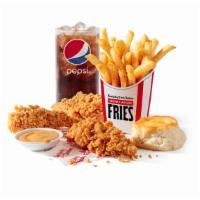 3 Tenders Combo · 3 Extra Crispy Tenders, 1 side of your choice, a biscuit, your choice of a dipping sauce, an...