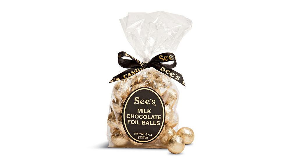 Milk Chocolate Foil Balls · Unwrap the smiles together. Made from See's famous aged milk chocolate, these solid chocolate balls are a tasty anytime snack. Approximately 30 pieces per bag.