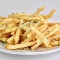 Garlic Fries · Straight cut fries tossed in fresh garlic and parsley.