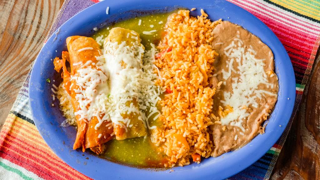 Enchiladas · Comes with rice and beans