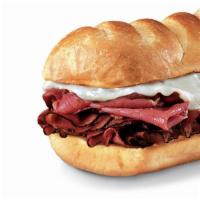 New York Steamer® , Large (11-12 Inch) · Corned beef brisket, pastrami, melted provolone, mustard, mayo, and Italian dressing.