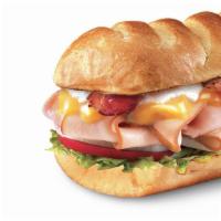 Turkey Bacon Ranch ™, Large (11-12 Inch) · Smoked turkey breast, pepper bacon, sharp cheddar cheese topped with peppercorn ranch, mayo,...