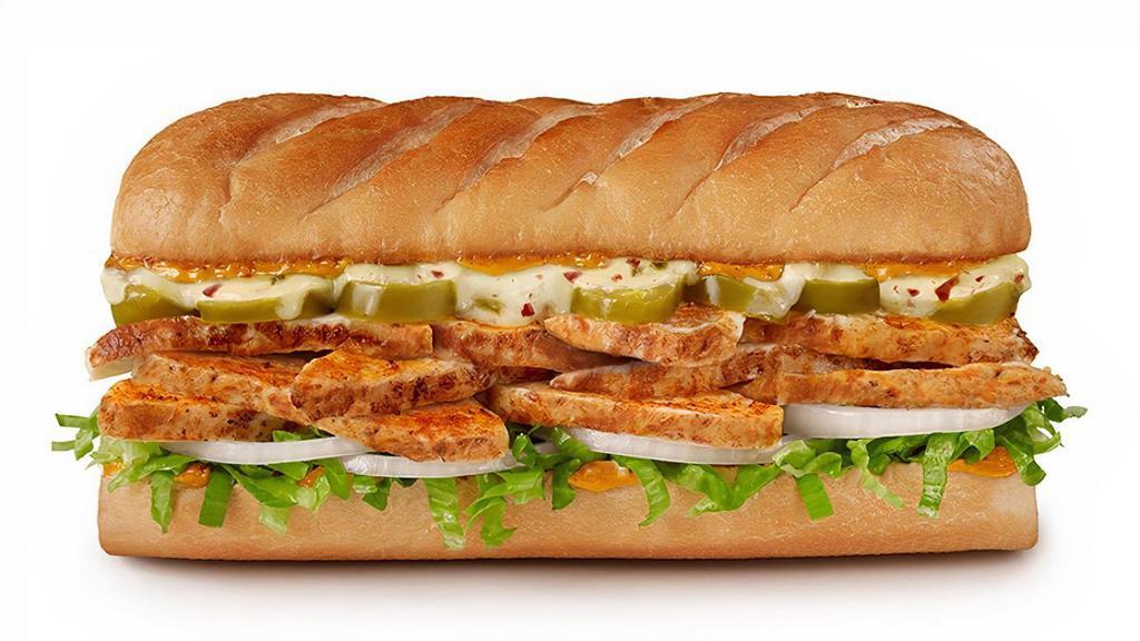 Spicy Cajun Chicken, Large (11-12 Inch) · Grilled, Cajun-seasoned chicken breast, jalapeños, melted pepper jack cheese, lettuce, onions, deli mustard, and our housemade Cajun mayo.