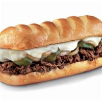 Firehouse Steak & Cheese®, Medium (7-8 Inch) · Sautéed steak with Provolone, topped with sautéed onions, bell peppers, mayo, mustard and a ...