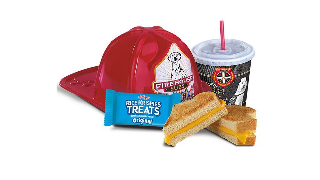 Kids Grilled Cheese · Includes 12 oz. fountain drink and kid's treat*.. *Upgrade to chips, cookie or brownie for an additional charge. Milk is available at select Firehouse Subs locations, check your local restaurant for details.