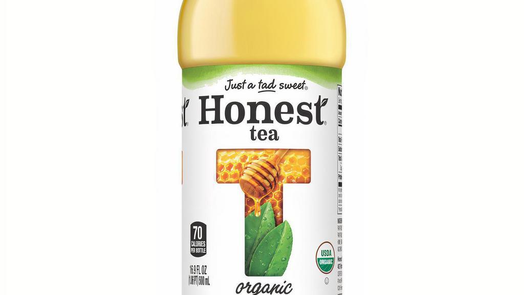 Honest Green Tea · Organic “just a tad sweet” honey green iced tea, sweetened with cane sugar and a touch of honey.