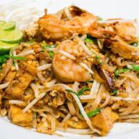 Pad Thai · rice stick noodle, shrimp, tofu, nuts, chives, & beansprouts (gf)
