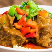 Panang · Braised bone-in beef short ribs, kaffir lime leaves, carrots, zucchini