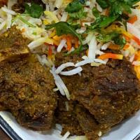 Nawabi Goat Biryani- Extra  Spicy (TODAY DEAL: Sweet)(Chef Spl) · (FREE :Mango Payasam)
Goat Fry Piece Dum ka Biryani.
(Extra spicy biryani). Please don't ask...