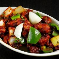 Gobi Manchuria- Medium Spicy · Battered fried cauliflower tossed with onions, chillies and fresh pepper.