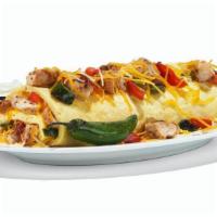 Chicken Fajita Omelette · The perfect fiesta in one package. Our omelette+ stuffed with grilled chicken breast with Po...