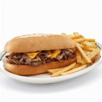 Philly Cheese Steak Stacker · Philly comes to you with grilled sirloin steak & onions topped with melted American cheese o...