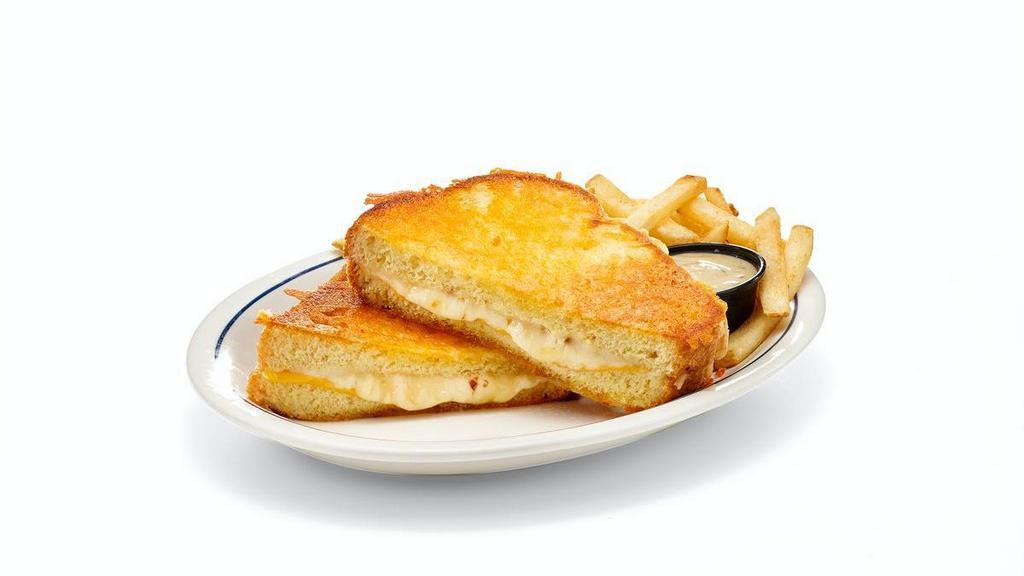 Cheese-Crusted Four-Cheese Melt · If you love cheese, this melt is for you. Pepper Jack, American, & Whole Milk cheeses on cheese-crusted bread. Comes with Poblano queso for dipping.