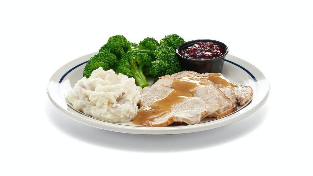 55+ Roasted Turkey Dinner  · Carved all-natural roasted turkey breast topped with turkey gravy.