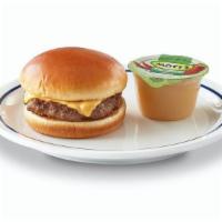Cheeseburger · All-Natural 100% USDA Choice Black Angus Beef burger with Motts® Applesauce.