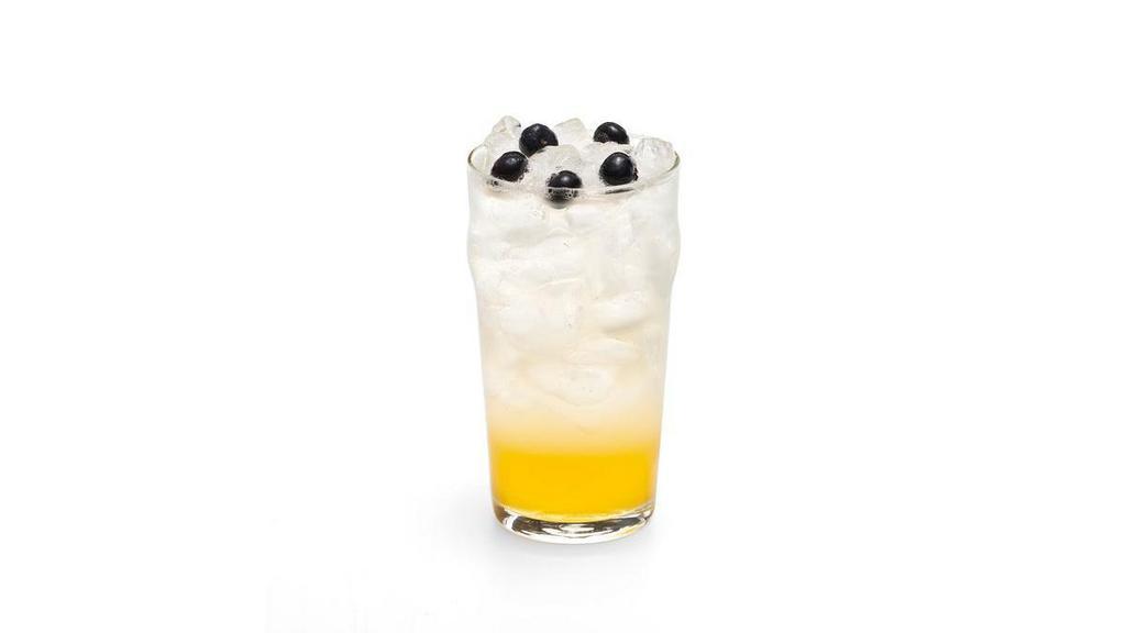 New! Mango Lemonade Splasher · A blend of lemonade, lemon-lime soda & mango syrup. Topped with fresh blueberries.