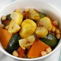 Vegetarian Couscous · Couscous, garbanzo beans, vegetables.