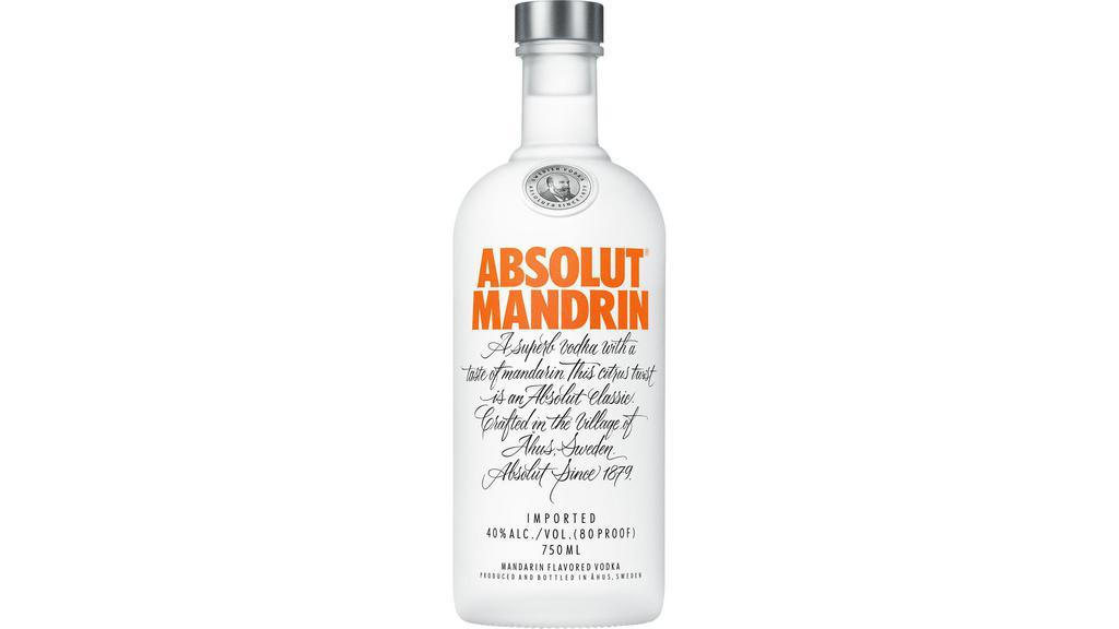 Absolut Mandarin (750 ml) · Absolut Mandrin is made from all-natural ingredients to allow its winter wheat and citrus-forward flavors to shine. Absolut's orange-flavored vodka boasts a complex-yet-smooth taste with hints of orange peel that is perfect for mixing fruity vodka drinks.