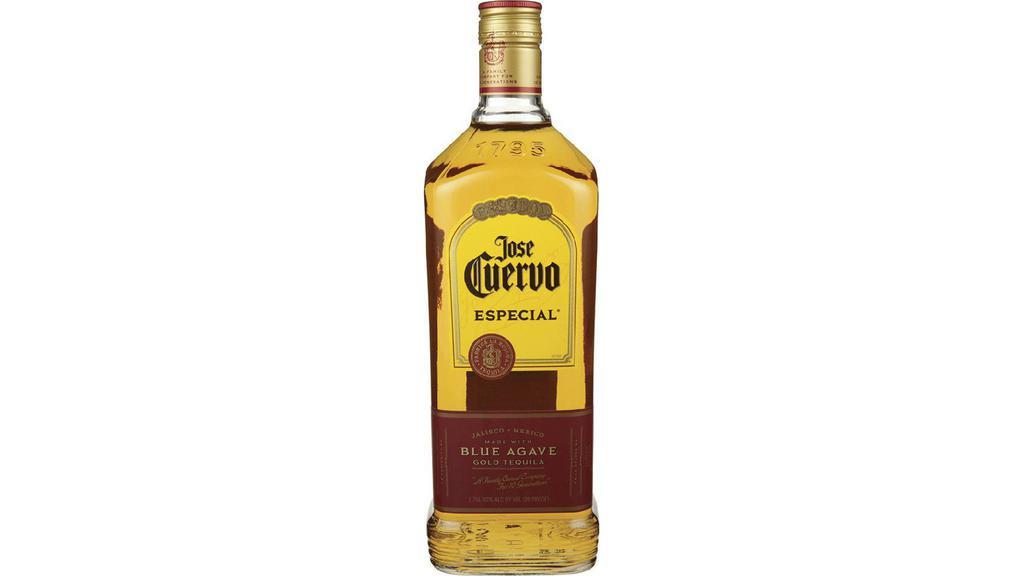 Jose Cuervo Gold (1.75 L) · Cuervo Gold is golden-style joven tequila made from a blend of reposado (aged) and younger tequilas. Ever the story-maker, Cuervo® Gold’s own story includes the leading role in the invention of The Margarita, and it is still the perfect tequila for that beloved cocktail. 40% Alc./Vol. (80 Proof).