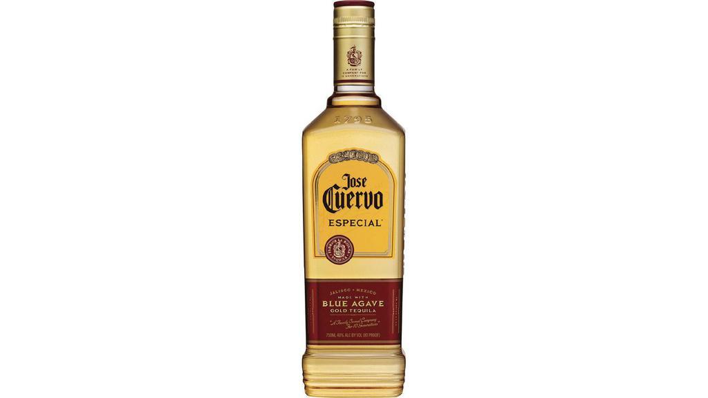 Jose Cuervo Gold (750 ml) · Cuervo Gold is golden-style joven tequila made from a blend of reposado (aged) and younger tequilas. Ever the story-maker, Cuervo® Gold’s own story includes the leading role in the invention of The Margarita, and it is still the perfect tequila for that beloved cocktail. 40% Alc./Vol. (80 Proof).