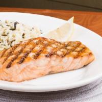 Grilled Fresh Salmon · Signature item. 8oz filet of fresh salmon, hand-cut, simply seasoned and grilled over an ope...