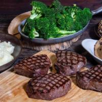 Top Sirloin Steak Family Meal · (4) 8oz Top Sirloin Center-Cut, Home-Style Mashed Potatoes or Rice, Fresh Broccoli with Garl...