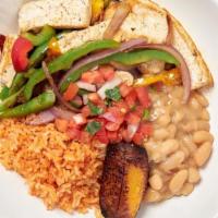 5. Fajitas Bowl · Served with Spanish rice, Peruvian beans , pico de gallo, and Maduro's Fritos (vegetarian). ...