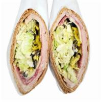 Italian Wrap, 12 oz. · Whole grain lavash, ham off the bone, genoa salami, provolone cheese, pepperoncini, sliced b...