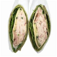 Rotisserie Chicken Salad Wrap, 9 oz. · Spinach lavash, green leaf lettuce, havarti cheese, sliced cucumbers, rotisserie chicken sal...