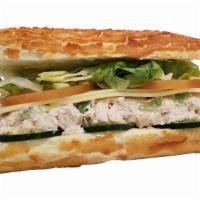 Signature Chicken Salad Sandwich · Signature chicken salad sandwich: dutch crunch roll, rotisserie chicken salad, mayonnaise, s...