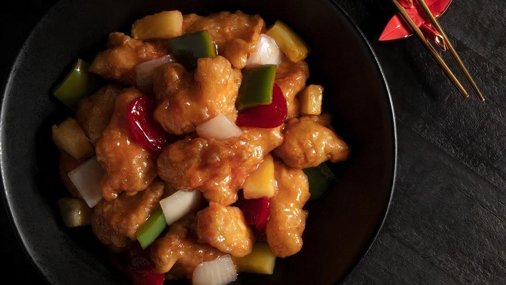 Sweet & Sour Chicken · Sweet & sour sauce, pineapple, onion, bell peppers, ginger