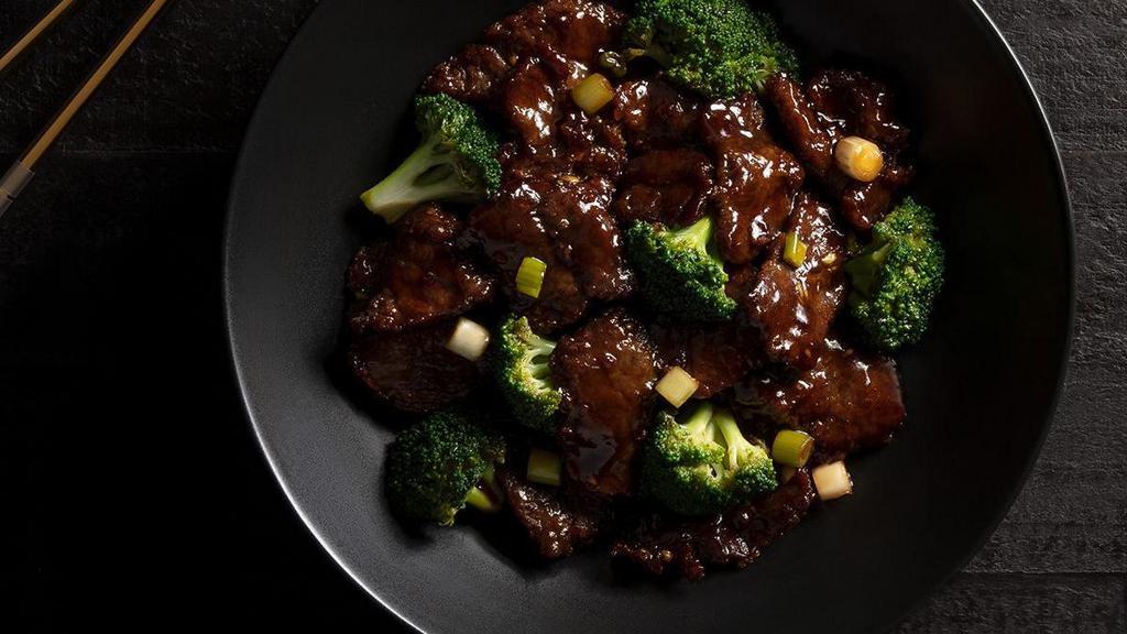Beef With Broccoli · Flank steak, ginger-garlic aromatics, green onion, steamed broccoli
