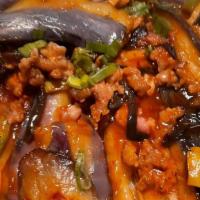 J5. Spicy Eggplant with Minced Pork · Spicy.