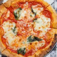 Margherita Pizza · San Marzano tomato sauce, mozzarella, basil.