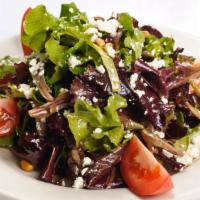 Sonoma Salad · Organic greens, campari tomatoes, toasted pine nuts, diced red bell pepper, crumbled feta, a...