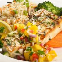 Fresh Pacific Swordfish · Hook & line caught.  Grilled & lightly seasoned.  Served with Chef's beurre blanc sauce on t...
